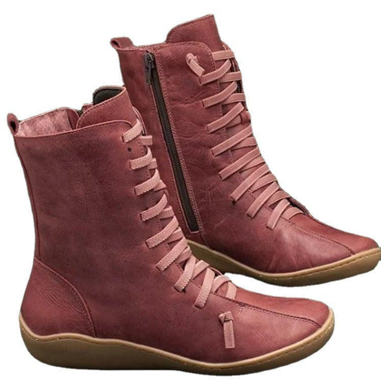 Lace-up Flat Boots - Fern and Oak