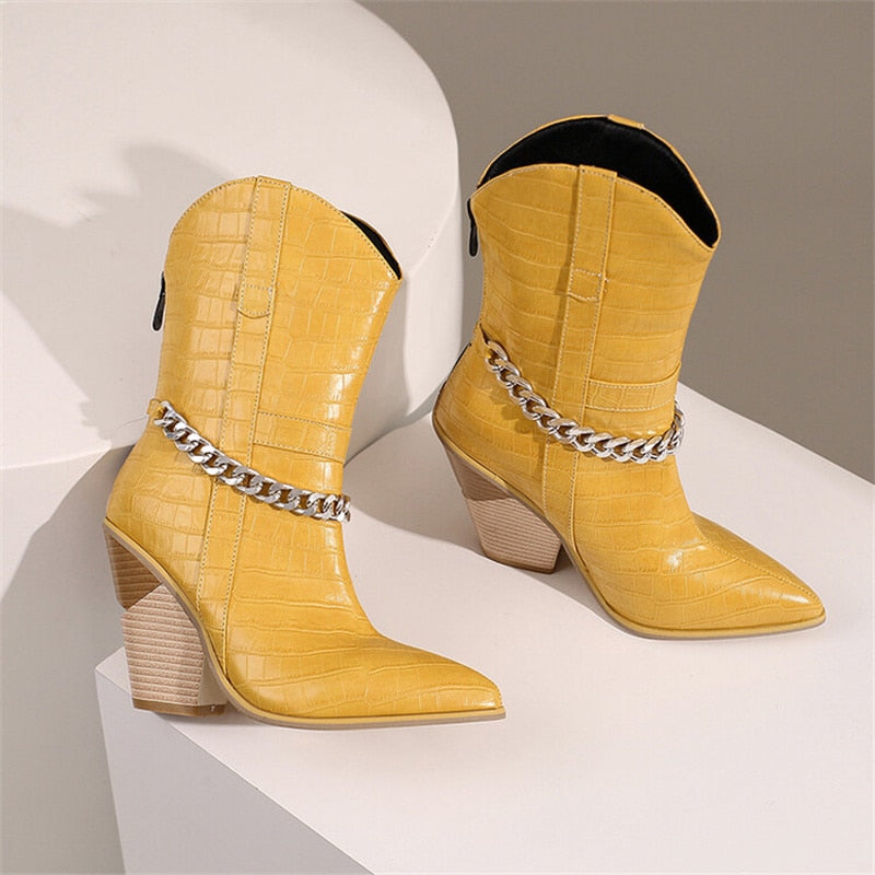 Chained Western Ankle Boots - Fern and Oak