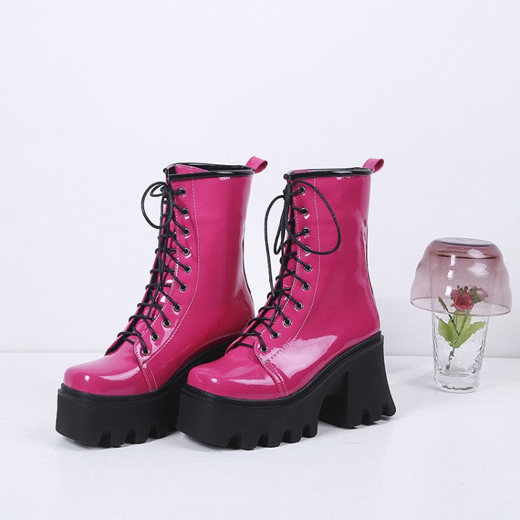 Hot Pink Platformed Combat Boots - Fern and Oak