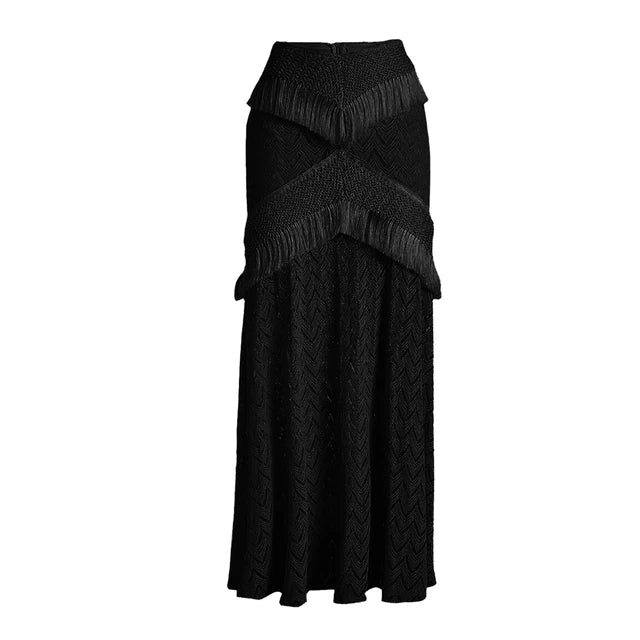 Fringed Knit Halter and Skirt - Fern and Oak