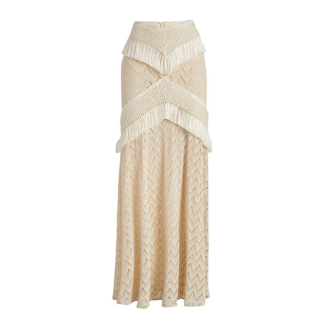 Fringed Knit Halter and Skirt - Fern and Oak