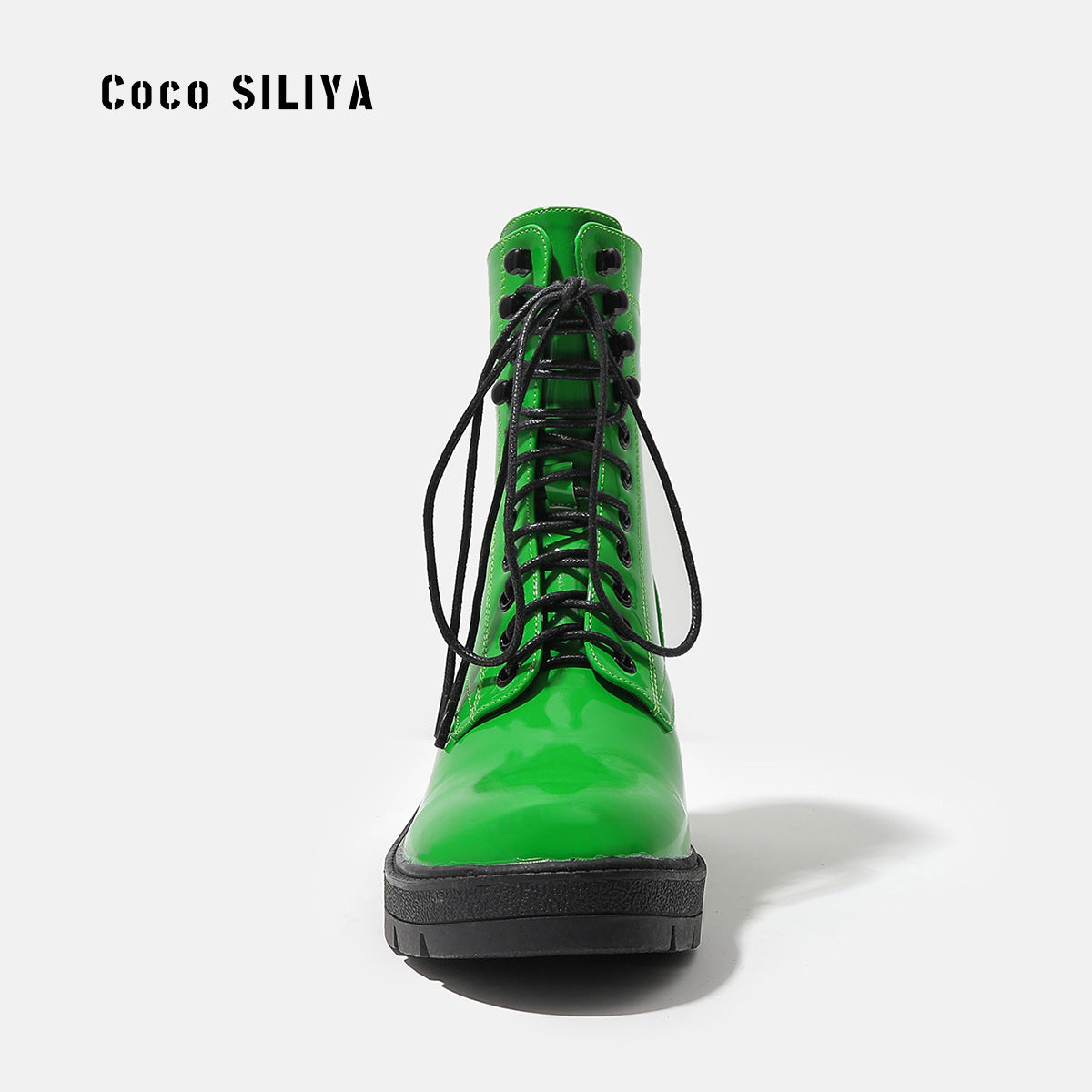 Green Platformed Combat Boots - Fern and Oak