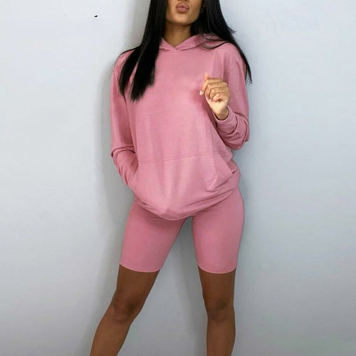 Pink Hoodie and Biker Shorts Set - Fern and Oak