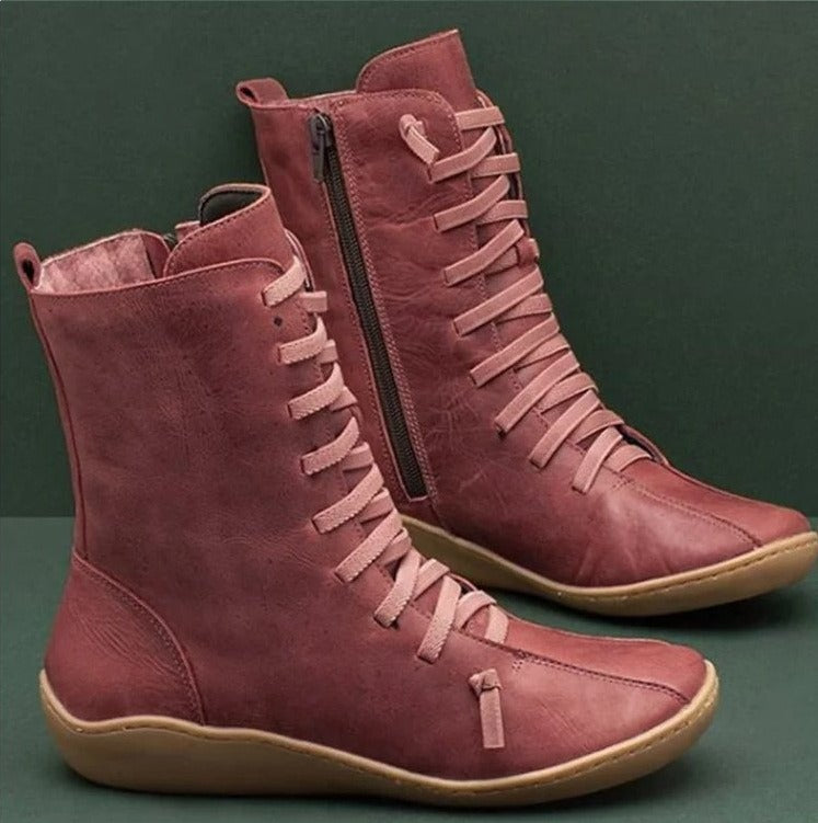 Lace-up Flat Boots - Fern and Oak