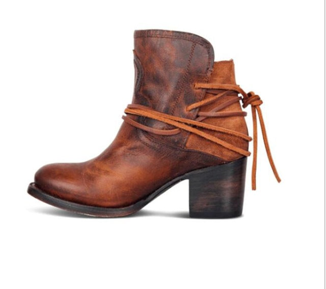 Flock Tie Ankle Boots - Fern and Oak