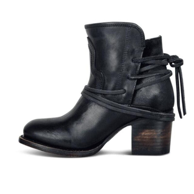 Flock Tie Ankle Boots - Fern and Oak