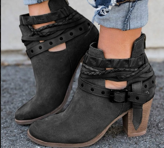 Buckle Strap Women Ankle Boots - Fern and Oak