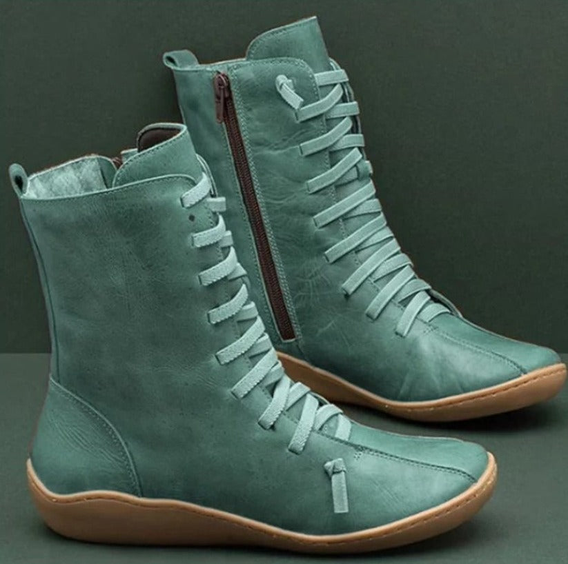 Lace-up Flat Boots - Fern and Oak