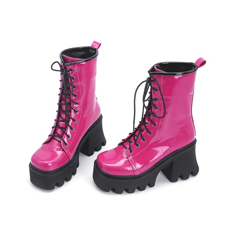 Hot Pink Platformed Combat Boots - Fern and Oak