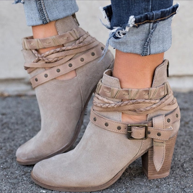 Buckle Strap Women Ankle Boots - Fern and Oak