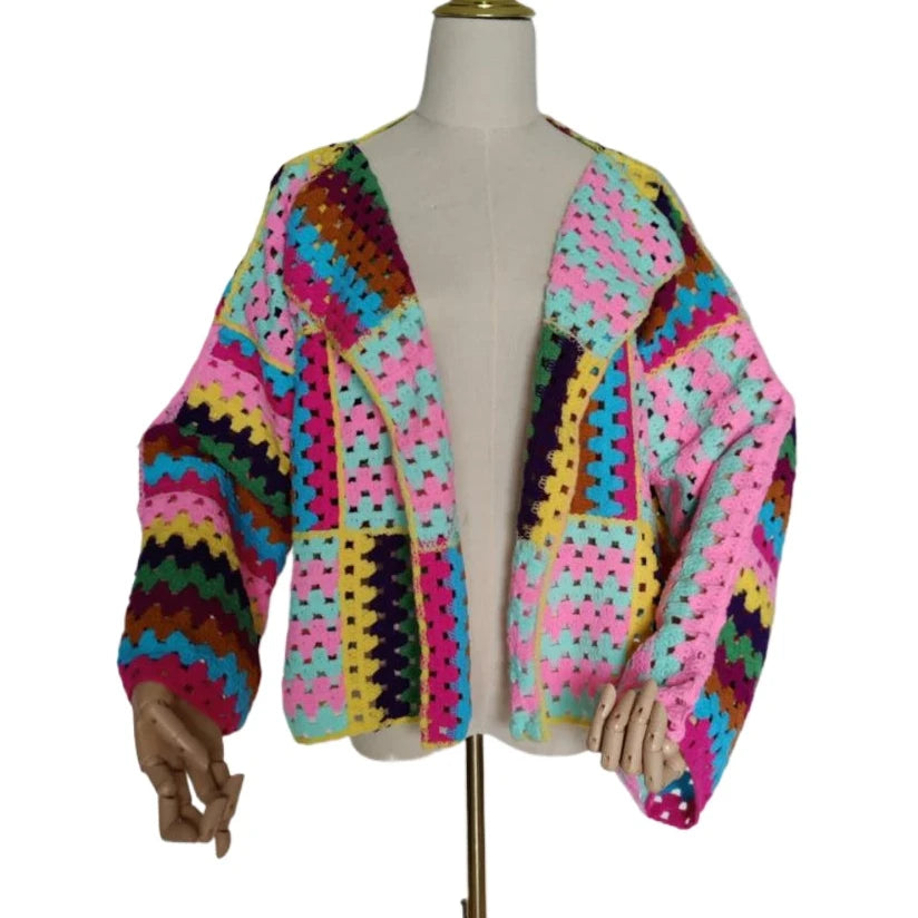 The Trinket Rainbow Crochet Cardigan Sweater - Fern and Oak