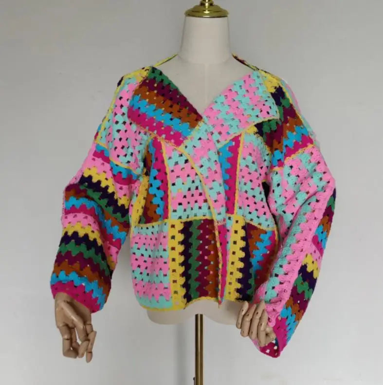 The Trinket Rainbow Crochet Cardigan Sweater - Fern and Oak