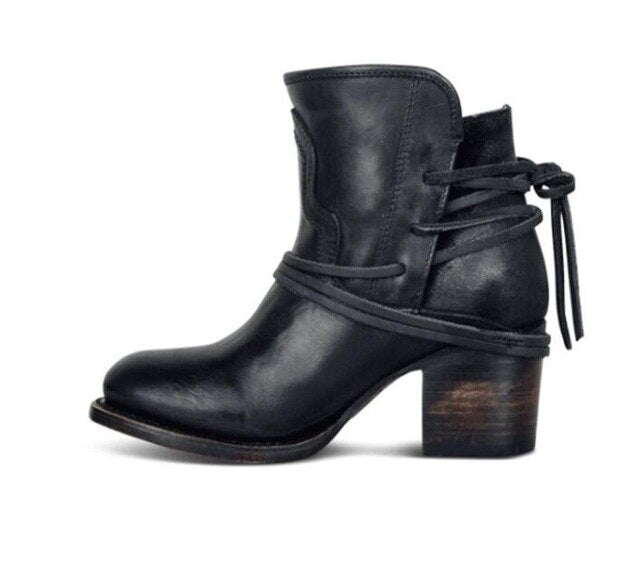 Flock Tie Ankle Boots - Fern and Oak