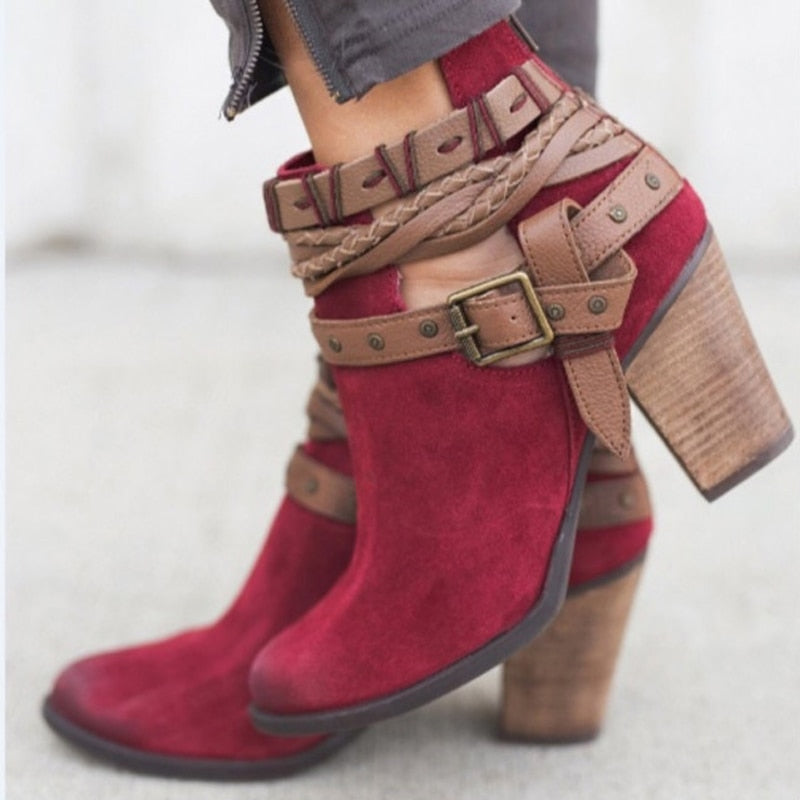 Buckle Strap Women Ankle Boots - Fern and Oak