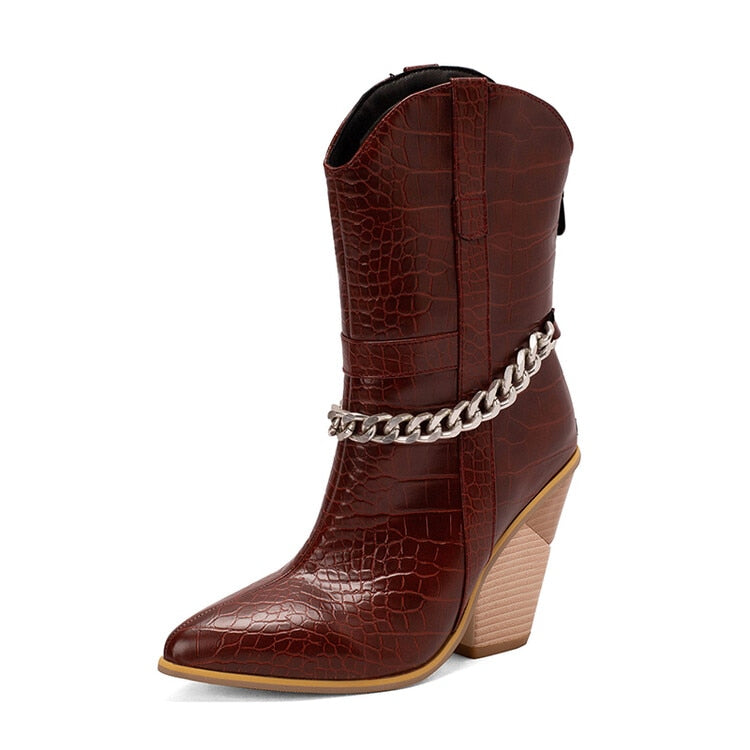 Chained Western Ankle Boots - Fern and Oak