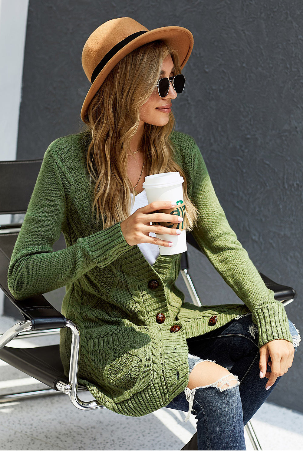 Green Oversized Knitted Cardigan - Fern and Oak