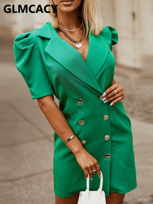 Green Double Breasted Blazer Dress - Fern and Oak