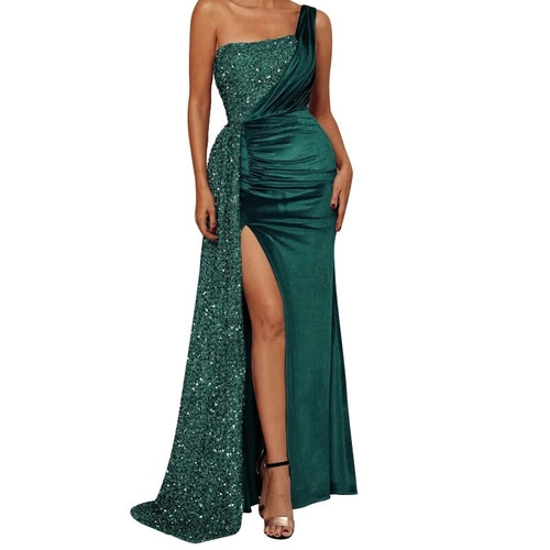 Green Timeless Glamour One-Shoulder Dress - Fern and Oak