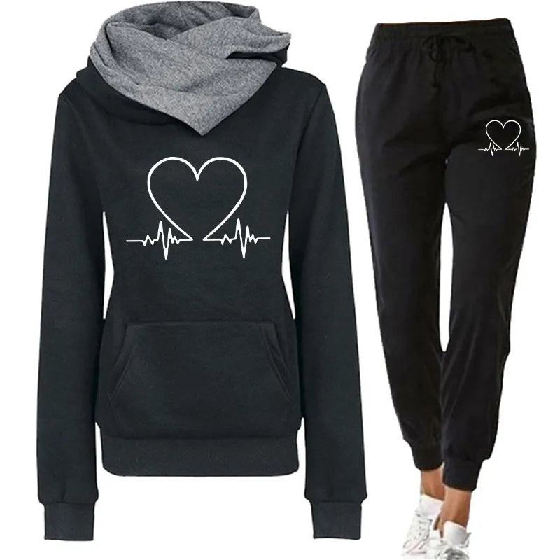 EKG Heart Hooded Sweater and Jogger Set - Fern and Oak